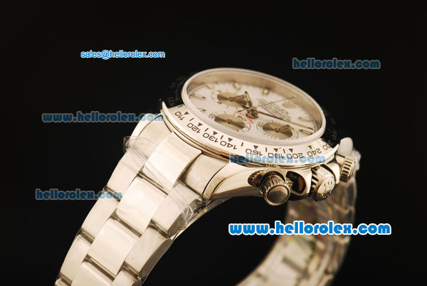 Rolex Daytona Swiss Valjoux 7750 Automatic Movement Full Steel with White Dial and Stick Markers - Click Image to Close